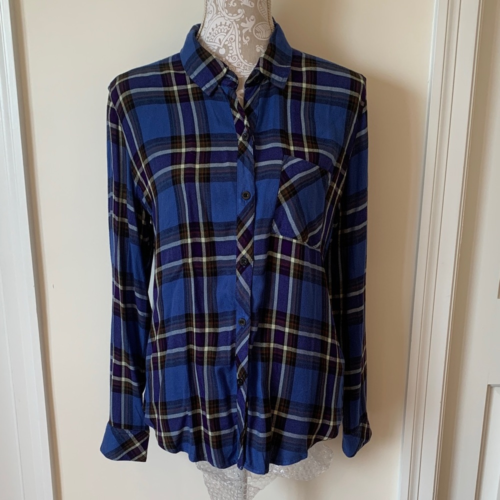 Vibrant Blue and Purple Plaid Shirt